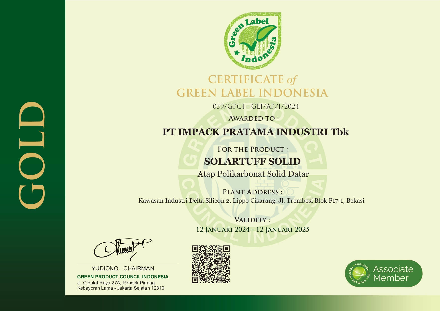 Kontribusi Berkelanjutan dalam Industri Bangunan: Solartuff Solid® Raih Green Label Certificate Gold
