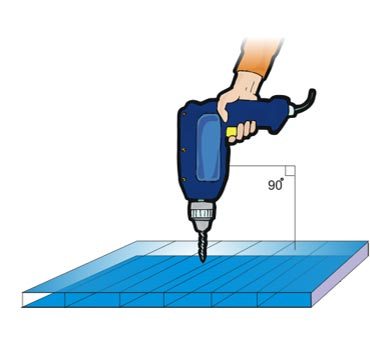 Cara pasang polycarbonate - Lubang dibor dengan posisi tegak 90o 