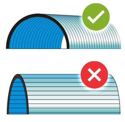 Cara pasang polycarbonate - Pemasangan mengikuti arah lengkungan (kubah) 