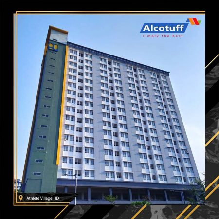 acp alcotuff pada fasad wisma atlet kemayoran