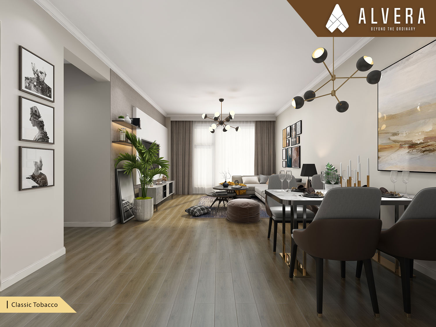 alvera lantai vinyl motif kayu pada apartemen classic tobacco