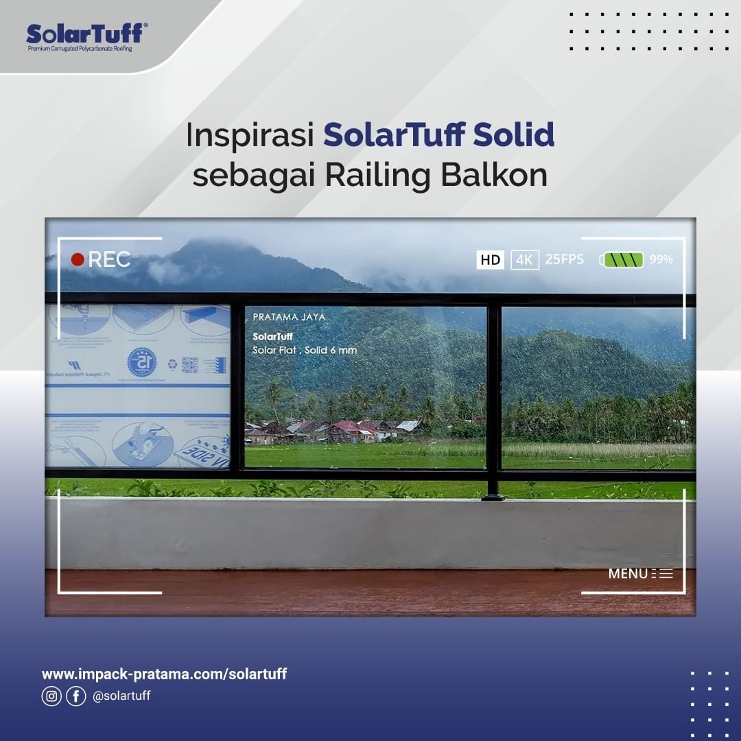 aplikasi solartuff solid bening clear railing balkon