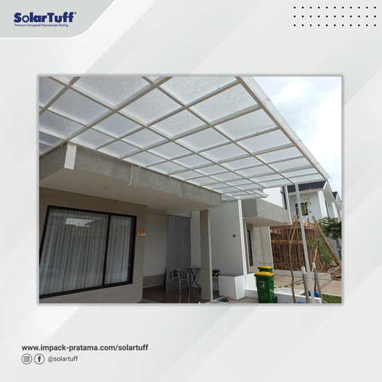 atap carport transparan solartuff solid embossed warna bening clear