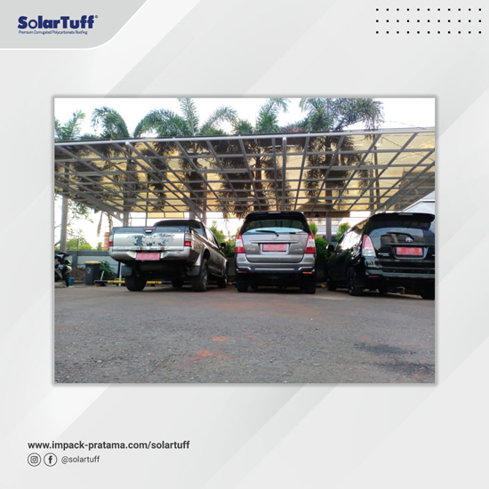 atap parkir mobil solartuff solid bening bronze