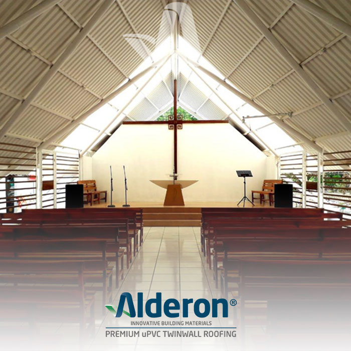 atap semi transparan alderon untuk skylight gereja