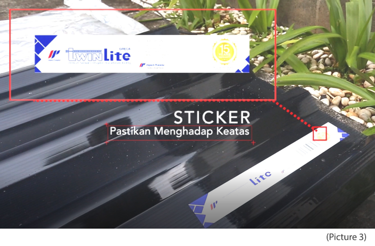 cara pasang kanopi twinlite greca sticker menghadap ke atas