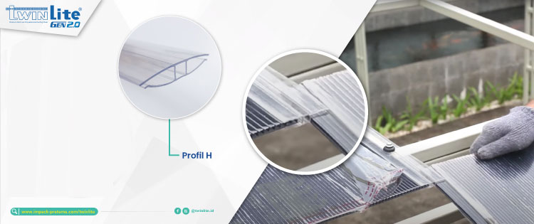 cegah kebocoran atap kanopi menggunakan sambungan polycarbonate profil h dan profil u