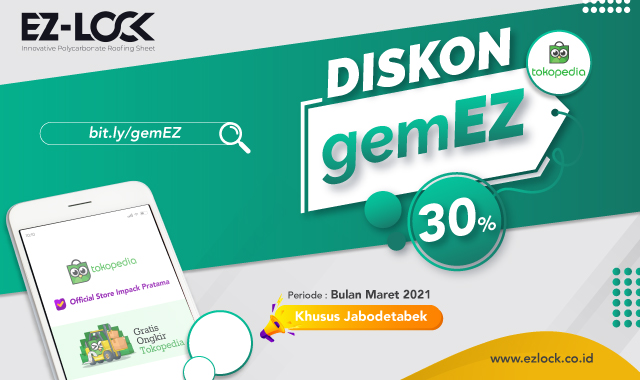 diskon kanopi polycarbonate gemez ezlock 30% tokopedia