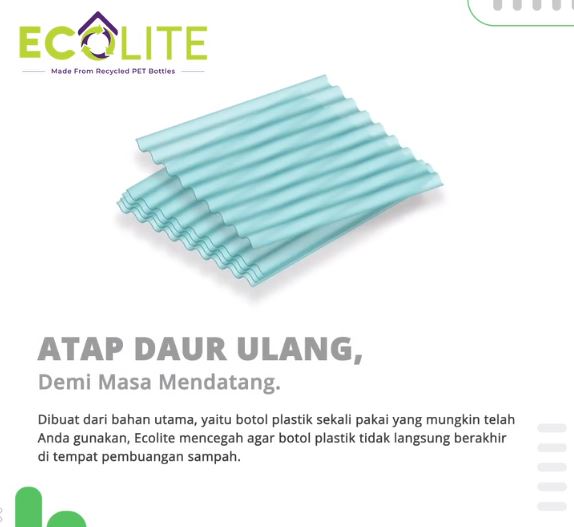 ecolite atap bening transparan ramah lingkungan terbuat dari botol pet bekas