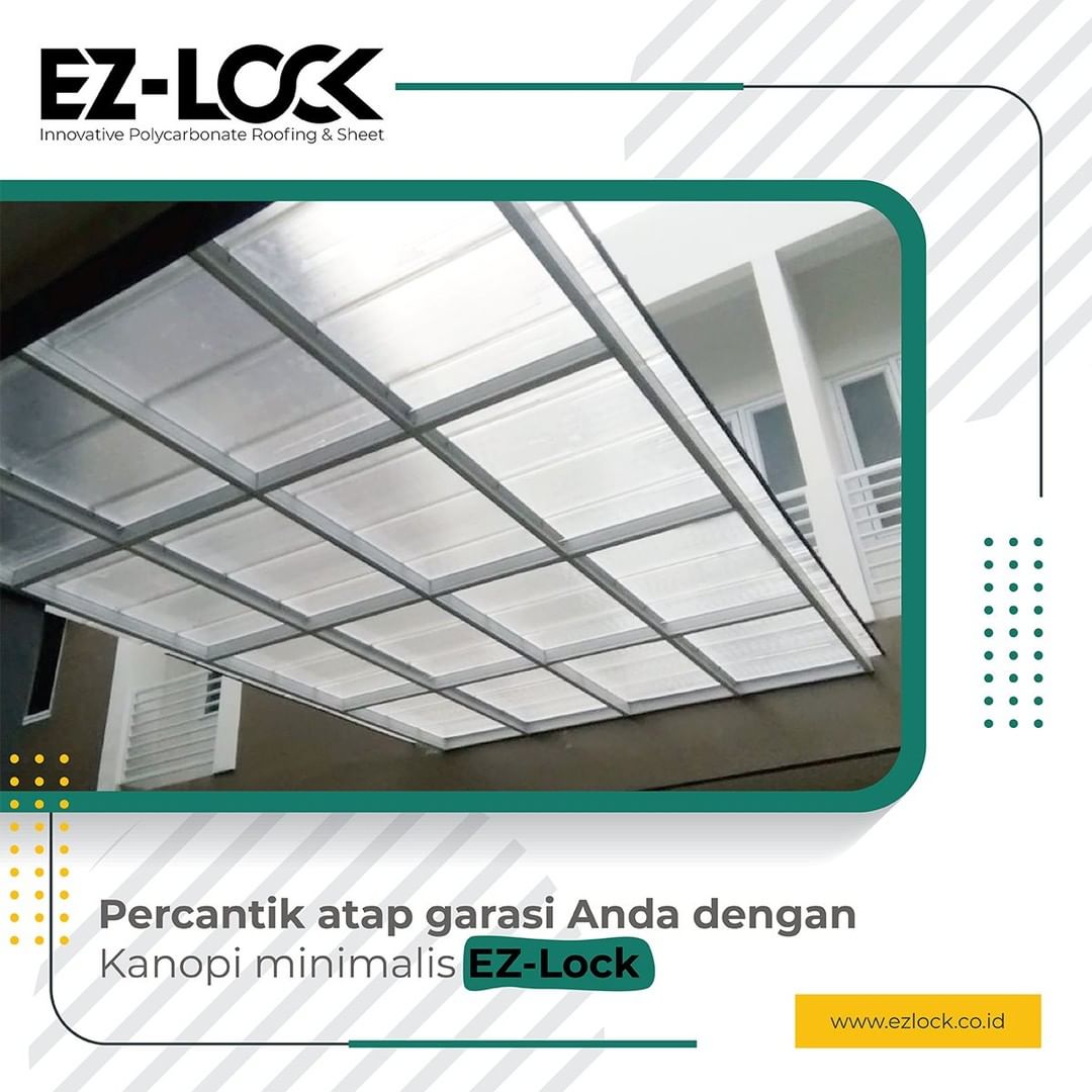 kanopi minimalis ezlock polycarbonate bening transparan