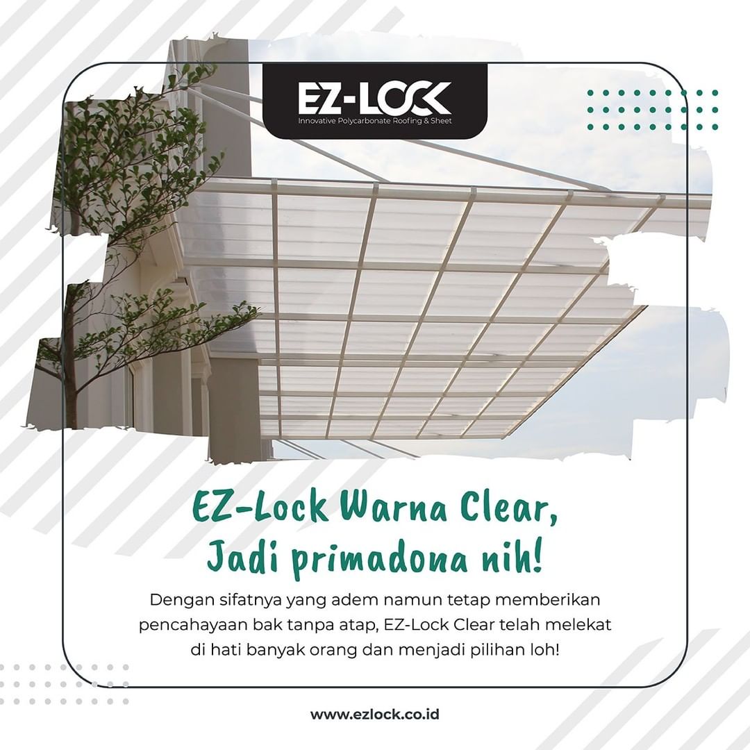 ezlock kanopi polycarcbonate bening clear untuk kanopi teras, carport dan garasi