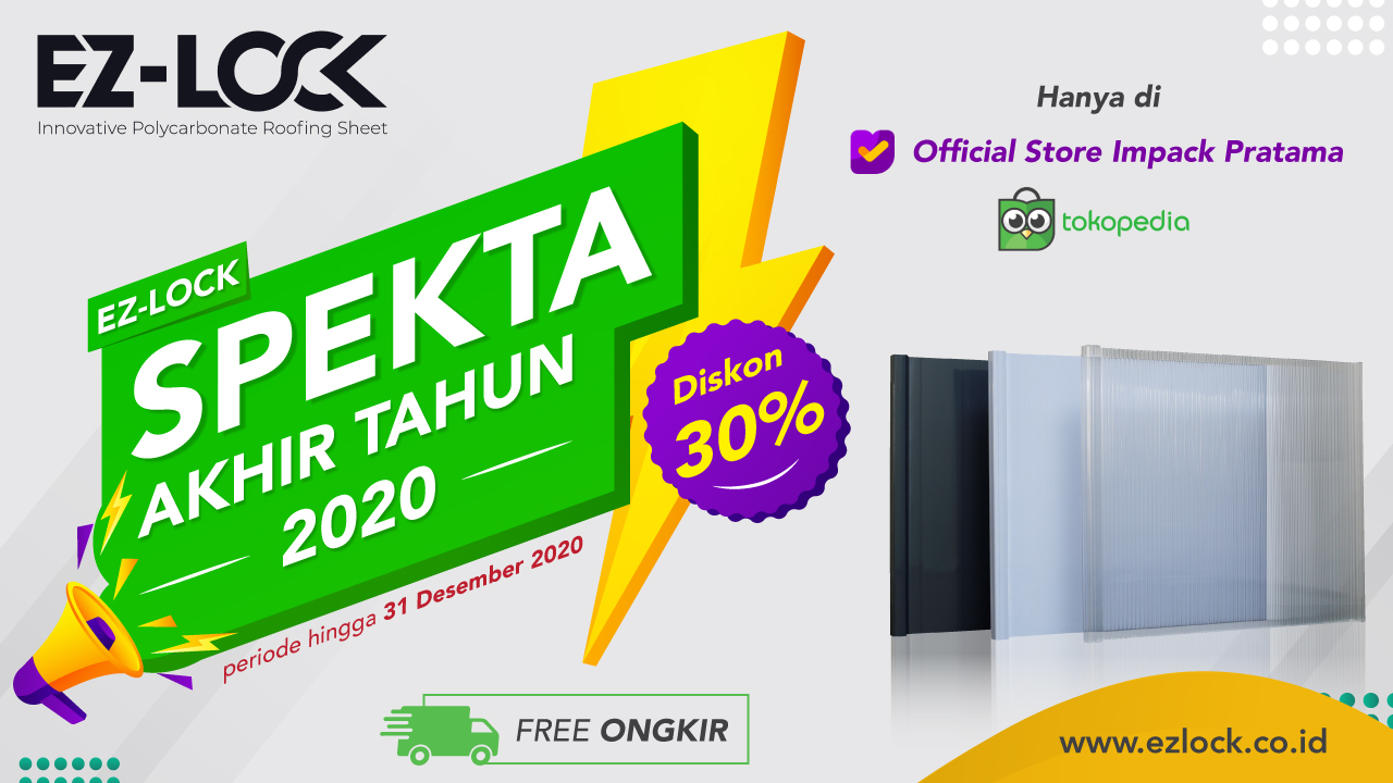 EZ-Lock Tokopedia Diskon 30% atap kanopi murah