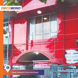 fasad bangunan acp aluminium composite panel warna merah pada lapas sukabumi