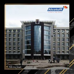 fasad bangunan alcotuff acp panel aluminium composite panel polda jateng