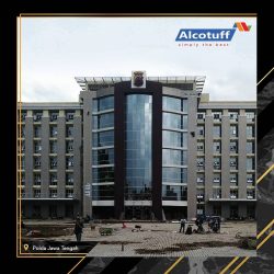 fasad bangunan alcotuff acp panel aluminium composite panel polda jateng