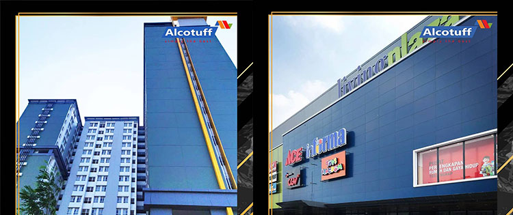 fasad bangunan material acp aluminium composite panel alcotuff decobond