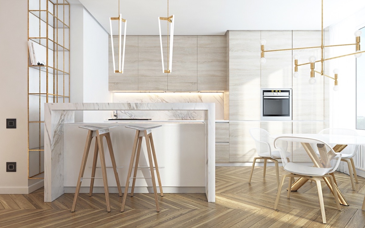interior dapur scandinavian marble kitchen set