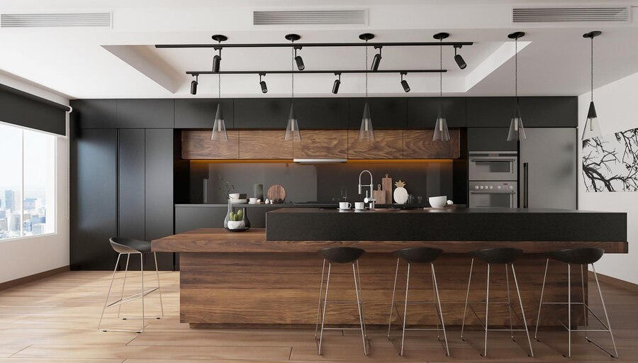interior kitchen set hitam