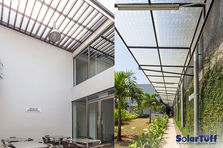 gambar kanopi minimalis area terbuka lorong kantin solartuff solid