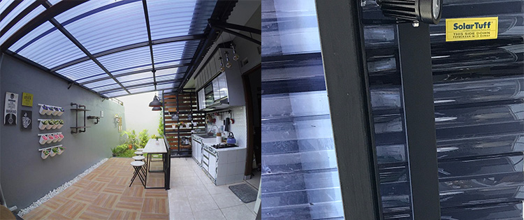 kanopi minimalis dapur terbuka atap transparan solartuff