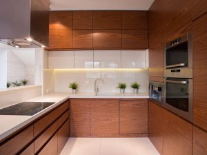 kitchen set rumah minimalis motif kayu aluminium acp decobond