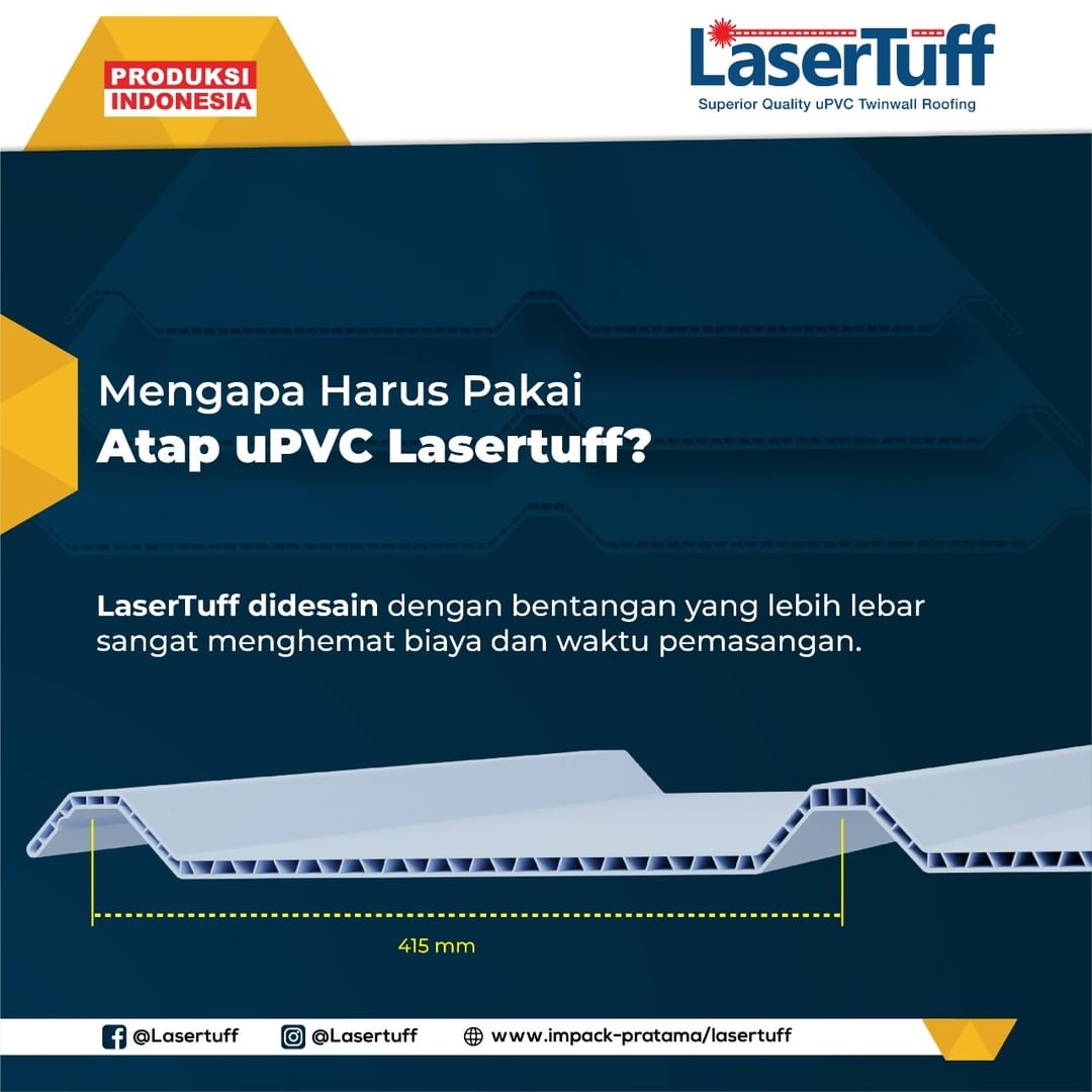 atap upvc bentangan lebar lasertuff