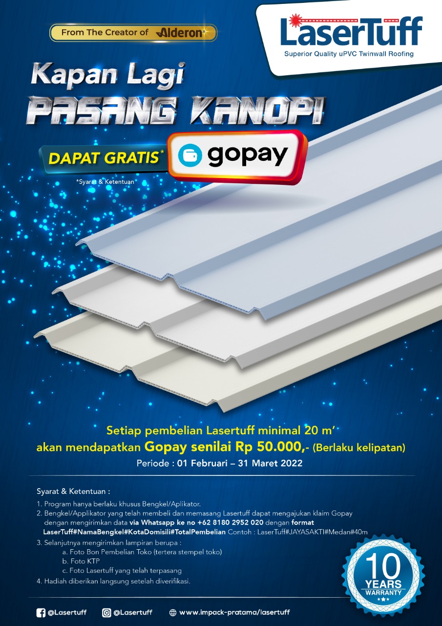 pasang kanopi lasertuff dapat saldo gopay gratis