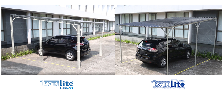 perbandingan atap carport kanopi twinlite gen 2 dan twinlite greca