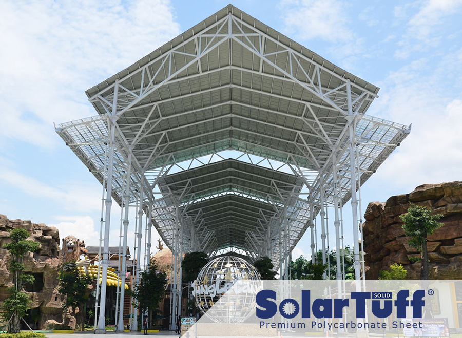 proyek polycarbonate solartuff solid desain atap kanopi jungleland