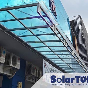 proyek polycarbonate solartuff solid desain kanopi minimalis fasad gedung