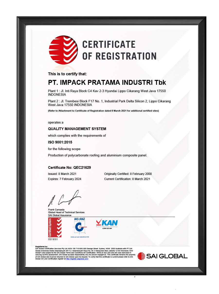 sertifikat certification impack impc iso 9001 2015