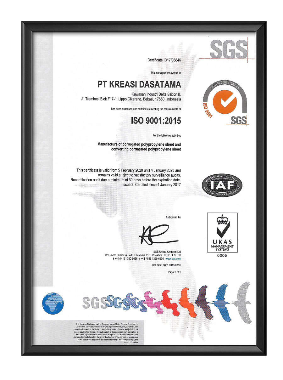 sertifikat certification impack kreasi dasatama iso 9001 2015