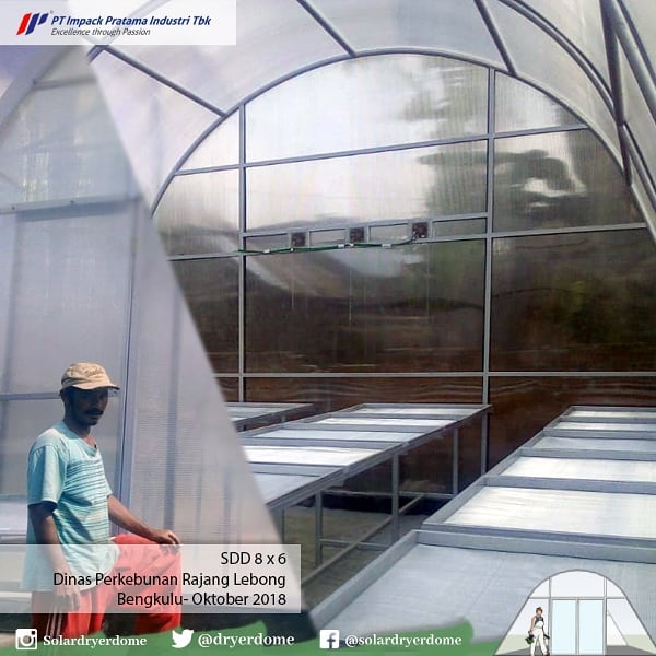 solar dryer dome tampak dalam bengkulu pengeringan kopi