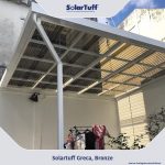 solartuff greca bronze cokelat pada kanopi atap jemuran baju